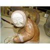 Image 2 : Soapstone figure with bone face and wood spear, 6" high, 5.5" wide (33)