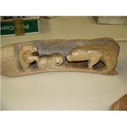 Bone relief carving of 3 bears 17" long, 5" high (33)