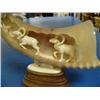 Image 1 : Horn with ivory rams on wood base 9.5" tall, 8" width (33)