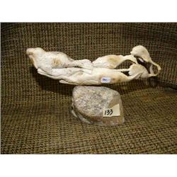 Imported narwhale, walrus, killer whale of bone 4" tall, 7.5" long (33)