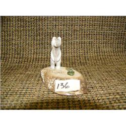 Bone bear with jade fish, 3" long, 2" high (33)