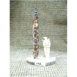 Ivory totem figure on bone base 5.5" tall by Shaman LAI (33)