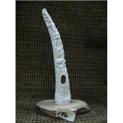 Ivory base and bone totem 6" tall (33)