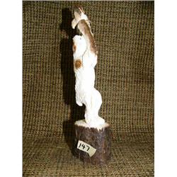 Ivory bear with eagle, 8" tall by Jerry Wkay (33)
