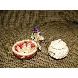 Group of 3 woven baskets: muck luck