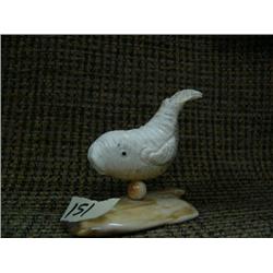 Ivory base and bone sea creature 2" tall, 3" long (33)