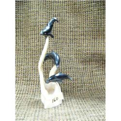 Antler base and dark porpoise scene 6" tall (33)