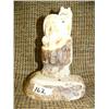 Image 1 : Ivory portrait with sprit mask on side on bone base  5" tall, 3.5" diameter (330