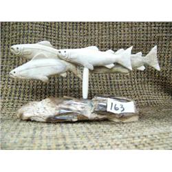 Bone salmon on ivory base 3" tall, 5.5" long (33)