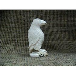 Mastodon ivory eagle 3.5" tall, very intricately carved, signed RAI (33)