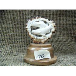 2 antler salmon on wood base 3.5" tall (33)