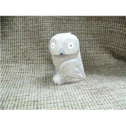 Bone owl, 4" tall with ivory and baleen inlayed eyes (33)