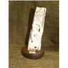 Image 1 : Ivory prospector and owl on wood base 8" tall, 4" diameter (33)