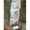 Image 4 : Ivory prospector and owl on wood base 8" tall, 4" diameter (33)
