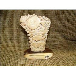 Imported tropical fish of antler on wood base, 6" tall 4.5" wide (33)