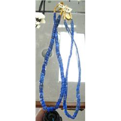 Pair of blue trade bead necklaces 12" (33)