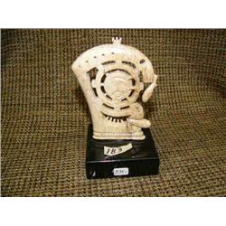 Imported SE AK influenced carving on wood case 4.5" tall (33)