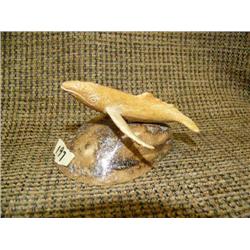 Imported bone whale on bone base 3.5" long (33)