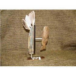 Ivory spirit mask with feathers and whale (33)