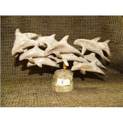 Imported bone carving of whales 5" tall 8" long (33)