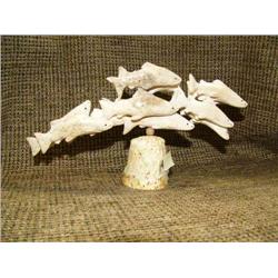 Bone carving 5" high 9" long of salmon - imported (33)