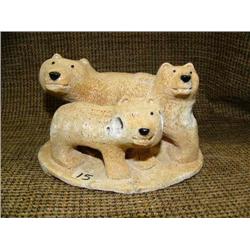 Family of bears, mother and 2 cubs, made of bone by alaska native (33)