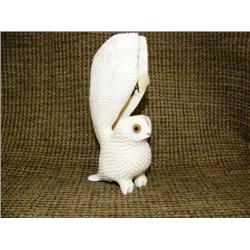 Ivory owl signed but unreadable 5.5" tall 2" diameter (33)