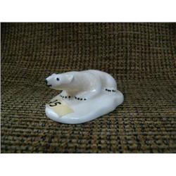 One piece ivory polar bear signed L.O. from Diomede 3" long (33)