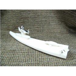 Ivory tusk with alaska native hunting seal 9" long (33)