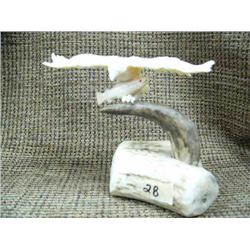 Very interesting eagle with salmon of ivory on antler base - may be imported (33)