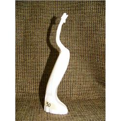 Ivory bird with fish in mouth 7.5" tall signed by Marvin Kayouktuk (33)