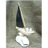 Image 2 : Bone and baleen, ivory ship with three ivory natives 8" tall (33)