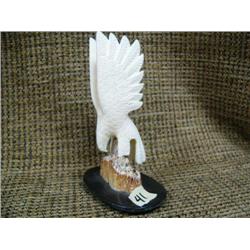 Ivory eagle on baleen base 4.5" tall (33)
