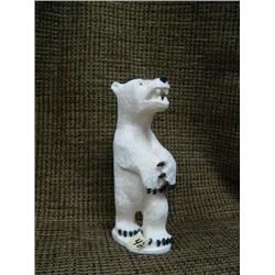 Ivory polar bear 6" tall by HB Slwooko with baleen claws, nose and eyes (33)