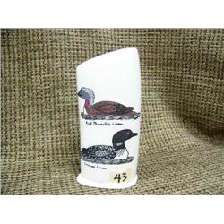 Ivory pencil holder with scrimshawed birds 4" tall by Fred Mayac (33)
