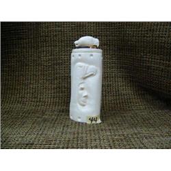 Ivory box with lid 5" tall unreadable signature (33)