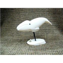 Ivory whale on ivory base 4" tall (33)