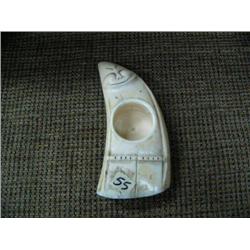 Very large, very old ivory whales tooth made into billiken 6" long (33)