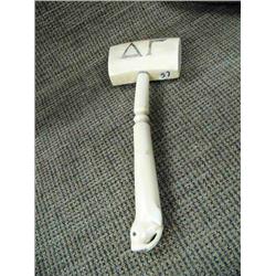 Outrageous very large gavel with walrus face on handle - very old (33)