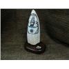 Image 1 : Intricately carved whale's tooth of whaling ship signed by Peter Kwray 6" tall (33)