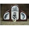 Image 1 : Ivory inlayed tribute to Charles W. Morgan with whales, whaling ship, sea gull and sailor 5" tall (3