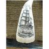 Image 3 : All ivory whale's teeth and mastodon bark of whaling scene signed but unreadable (33)