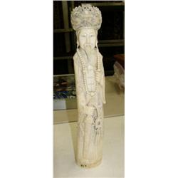 CHOICE on 2: Elephant ivory oriental figures, very old, 17" tall, 3" wide, male figure (33)