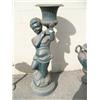 Image 1 : Cast iron child holding urn 52" tall 19" wide (3)