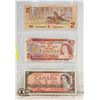 Image 1 : THE LAST 3 CANADA $2 BILLS 1954/1974/1986