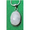 Image 1 : 12)  NATURAL OVAL MOONSTONE PENDANT ON AN 18"