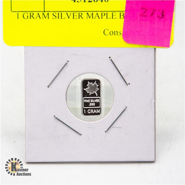 1 GRAM SILVER MAPLE BAR