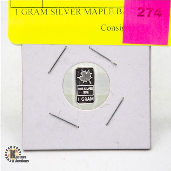 1 GRAM SILVER MAPLE BAR