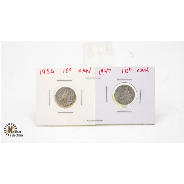 1956, 1947 SILVER DIMES