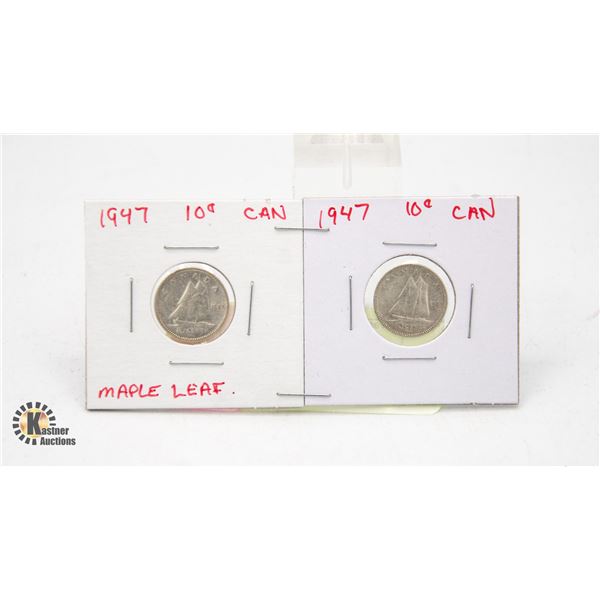 1947 MAPLE LEAF/1947 SILVER DIMES